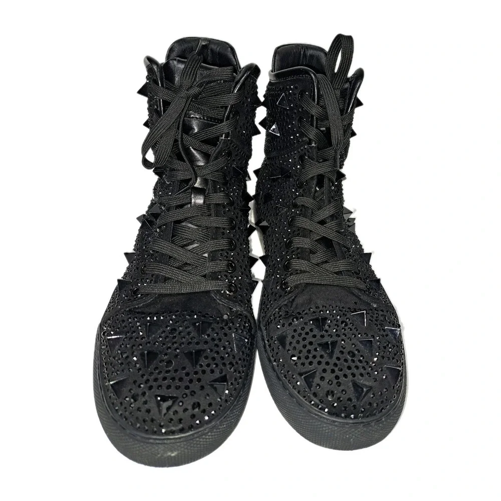 Men's J75 by Jump Soros Black High Top Sneakers Sequin Spike Studs Sparkle Sz 8